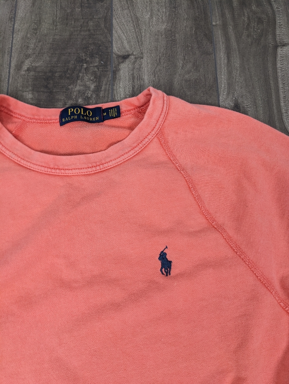 Polo Ralph Lauren Orange Long Sleeve Crew Neck Men's Medium Terrycloth Sweater - Picture 5 of 8